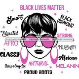 Afro Lola Boss Lady Black Lives Matter Quotes Dope Diva Glamour Wearing Glasses Accesories .SVG Cut Files
