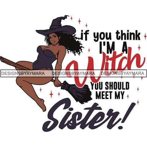 Afro Sexy Witches Halloween SVG Cutting Files For Silhouette Cricut and More