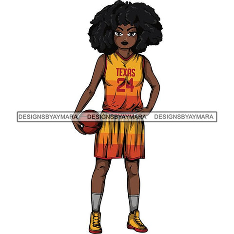 Afro Lola Basketball Player Sport Woman SVG Clipart Vector Cutting Cut Files