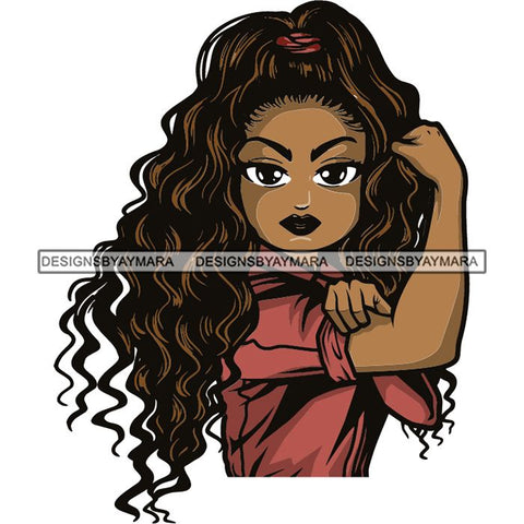 Afro Strong Lola Flexing We Can Do It Woman Power .SVG Cutting Files For Silhouette Cricut and More!