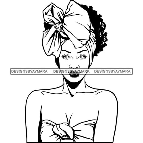 Afro Nubian Melanin Popping Kinky Hair Turban Beautiful African American Woman SVG Cutting Files
