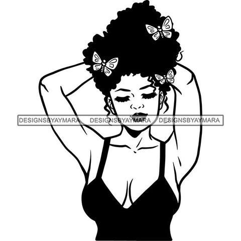 Ebony Afro Woman Nubian Melanin Brown Skin Makeup Model Glasses Accesories SVG Cut Files