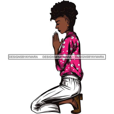 Afro Lola Woman Praying God Lord Knee Prayers Pray Believe Church .SVG PNG JPG Clipart Vector Cutting Files