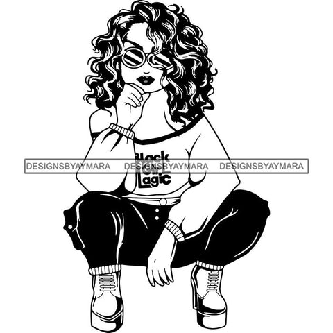 Afro Lola Boss Lady Diva Style Fashion Woman SVG Vector Clipart Cutting Files For Silhouette and Cricut and More!