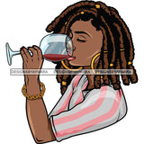 Afro Lola Drinking Wine Life Relax Chilling SVG Cutting Files For Silhouette Cricut and More! Amazing Graphics!