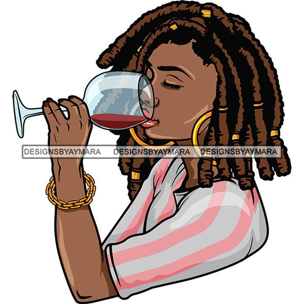 Afro Lola Drinking Wine Life Relax Chilling SVG Cutting Files For Silhouette Cricut and More! Amazing Graphics!