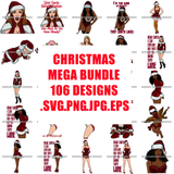 Mega Bundle 106 Christmas Designs Cold Weather Snow Santa Winter SVG PNG JPG Cutting Designs Silhouette Sublimation