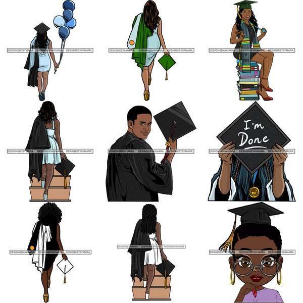 Bundle 20 Designs Graduation Commencement Convocation Graduating Diploma Degree Ceremony Cap and gown Valedictorian Salutatorian Honor Roll Grad school Alumni Baccalaureate Undergraduate Postgraduate Tassel SVG PNG JPG Cutting Files