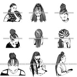Super Bundle 100 Afro Woman Braids Dreads Dreadlocks Hairstyle SVG Cut Files For Silhouette and Cricut