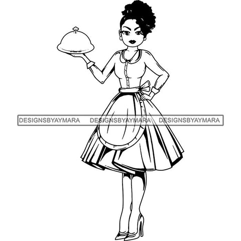 Afro Chef Lola Cooker Cooking Culinary Profession .SVG Clipart Vector Cutting Files For Circuit Silhouette Cricut and More!