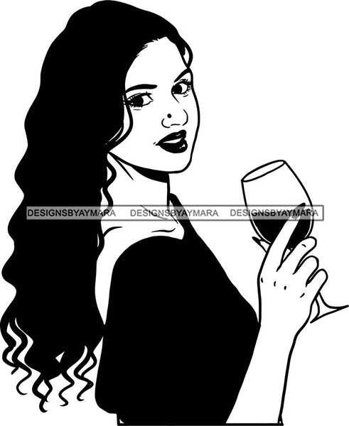 Woman Drinking Wine Relax Chilling Free Stress Feeling Fine Like a Red Wine Alcohol Drinker SVG Cutting Files For Silhouette Cricut and More!