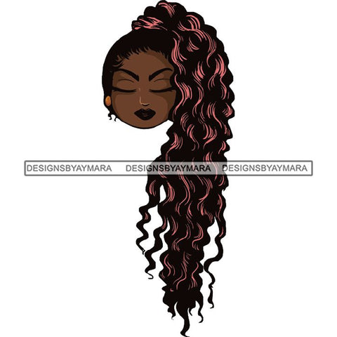 Afro Lola Cute Closed Up Face Eyes Close Meditation .SVG Clipart Vector Cutting Files