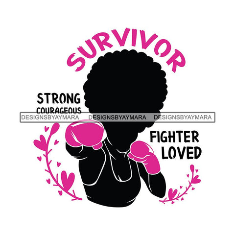 Strong Afro Woman SVG Cancer Survivor Cutting Files For Silhouette Cricut and More