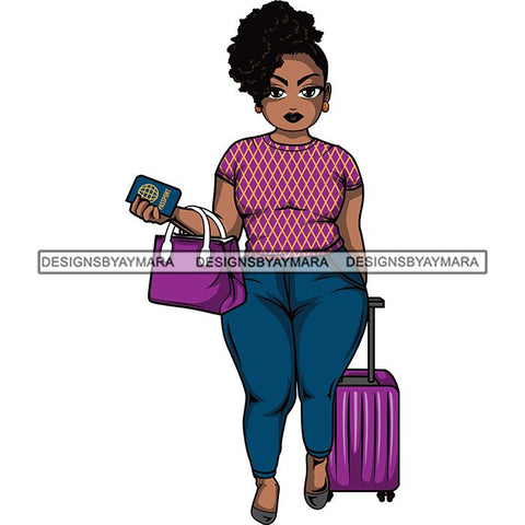Afro Thick Curvy Lola Trip Vacation Mode Getaway .SVG Cutting Files For Silhouette and Cricut and More!