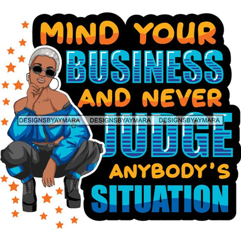 Afro Lola Squatting Bad Ass Life Quotes Confident Lady .SVG Clipart Vector Cutting Files