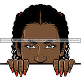 Afro Woman Peeking Peek-a-Boo I see You Melanin Pretty Half Face PNG File For Print Not For Cutting