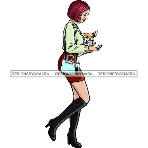 Beautiful Woman Dod Breed Chihuahua Pet Animal Best Friend Mascot Goddess SVG Cutting Files