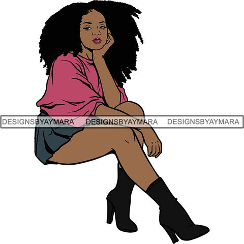 Afro Independent Successful Woman SVG Cutting Files For Silhouette Cricut and More
