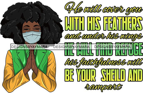 Afro Lola Praying God For Strength Protection Quotes Sad Crying Pain Face Mask Begging Prayers Virus SVG Vector Clipart Cutting Files