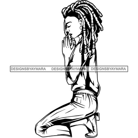 Afro Lola Woman Praying God Lord Knee Prayers Pray Believe Church .SVG PNG JPG Clipart Vector Cutting Files