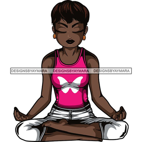 Afro Lola Meditating Yoga Relaxing .SVG Cutting Files For Silhouette Cricut and More!
