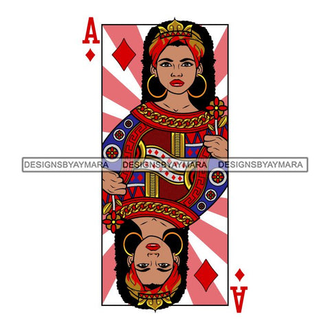 Afro Queen Lola Ace Casino Design Blackjack Poker Gambling Crown Royal SVG Cutting Files For Silhouette Cricut and More!