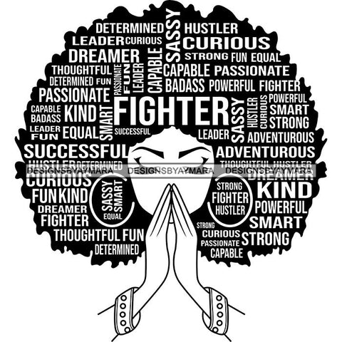 Afro Woman Praying Hair Quotes Educated Smart Queen SVG Cutting Vector Files Cricut Silhouette Best Price!