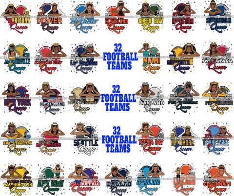 Bundle 32 Queen Football Team SVG Cutting Files For Silhouette Cricut and More