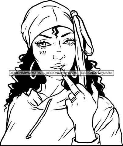 Ghetto Woman Face American Gangster Urban Swag Hip Hop Girl .SVG Cutting Files For Silhouette Cricut and More!