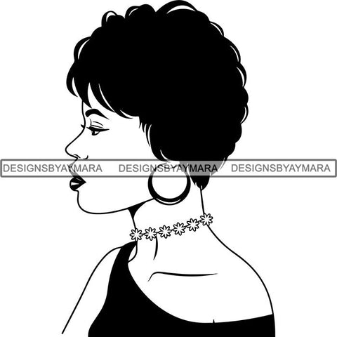 Beautiful Afro Woman Unique Designs In Black and White SVG Cutting Files For Silhouette Cricut and More