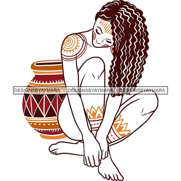 Sensual African Silhouette Goddess Safari Africa Nature Exotic Culture SVG Cutting Files.