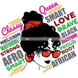 Afro Powerful Woman Life Quotes Unapologetic Strong Independent Educated Smart Queen SVG Cutting Files