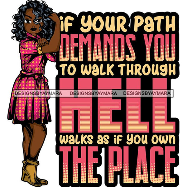 Afro Lola Strong Lady We can Do It Woman Power Flexing Arms Believe in Yourself Quotes .SVG Cutting Files For Silhouette and Cricut and More!