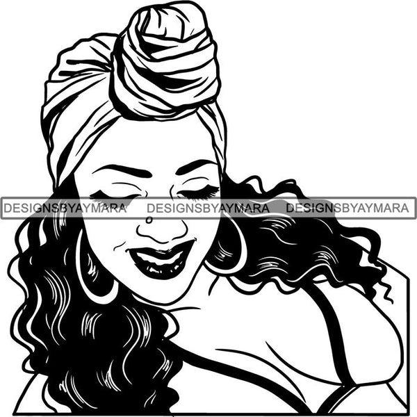 Beautiful Woman Turban Head Wrap Hairstyle SVG Files For Cutting and More!