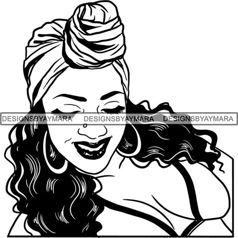 Beautiful Woman Turban Head Wrap Hairstyle SVG Files For Cutting and More!