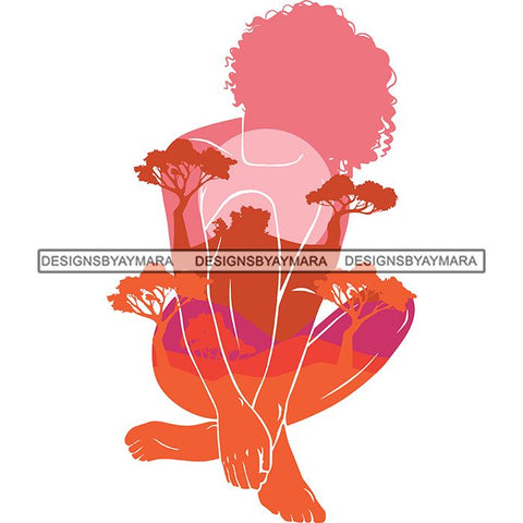 Sensual African Artwork Proud Roots Goddess Safari Savanna Africa Continent Exotic Environment  SVG Files For Cutting and More!