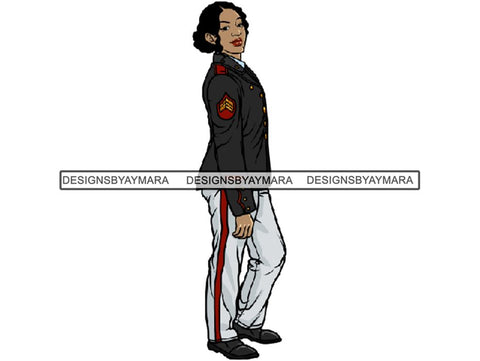 Military Woman USA Proud Melanin PNG Files For Print Not For Cutting