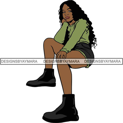 Afro Independent Successful Woman SVG Cutting Files For Silhouette Cricut and More