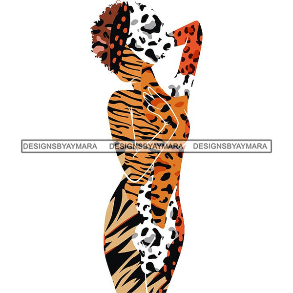 Sensual Woman Silhouette African Wildlife Proud Roots Safari Savanna Africa Continent Exotic Scenic SVG Cutting Files