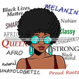 Afro Powerful Woman Life Quotes Unapologetic Strong Independent Educated Smart Queen SVG Cutting Files