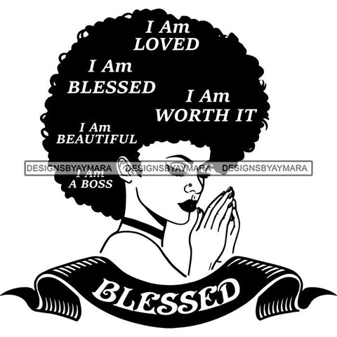 Afro Woman Praying Goddess Hot Seller Design SVG Cutting Files