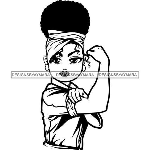 Afro Strong Lola Flexing We Can Do It Woman Power .SVG Cutting Files For Silhouette Cricut and More!