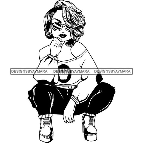 Afro Lola Boss Lady Diva Style Fashion Woman SVG Vector Clipart Cutting Files For Silhouette and Cricut and More!