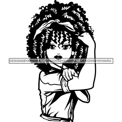 Afro Strong Lola Flexing We Can Do It Woman Power .SVG Cutting Files For Silhouette Cricut and More!