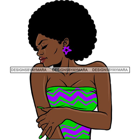 Ebony Afro Woman Nubian Melanin Brown Skin Makeup Model Glasses Accesories SVG Cut Files