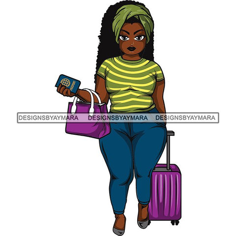 Afro Thick Curvy Lola Trip Vacation Mode Getaway .SVG Cutting Files For Silhouette and Cricut and More!