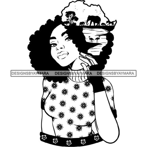 African American Woman Goddess Safari Savanna Africa Continent SVG Files For Cutting and More!