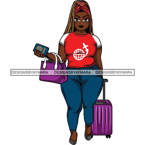 Afro Thick Curvy Lola Trip Vacation Mode Getaway .SVG Cutting Files For Silhouette and Cricut and More!