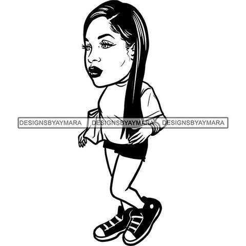 Fashion Woman Model Posing Summer Outfit Vogue Goddess Glamour Trendy Clothing Vector SVG Cutting Files