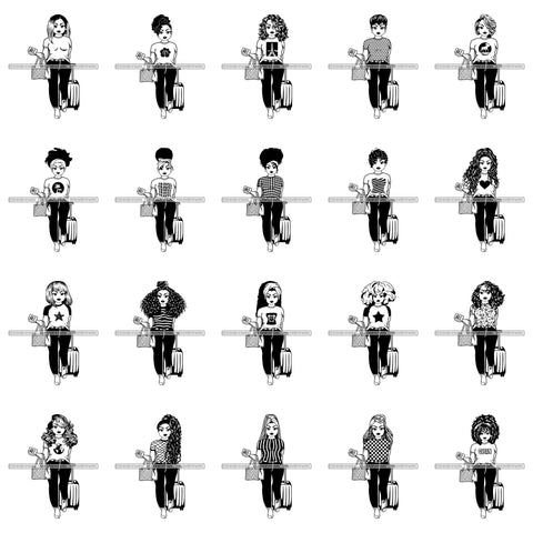 Bundle 20 Lola Afro Beautiful Black Proud Woman Traveling .SVG Cutting Files For Silhouette and Cricut and More!